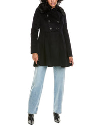 Via Spiga Double-Breasted Wool-Blend Coat Navy Regular 0 (XS)