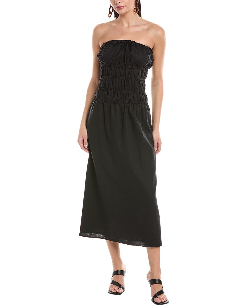 Onia Air Smocked Linen-Blend Midi Dress