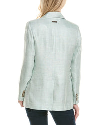 Peserico Womens Linen-Blend Jacket, 38, Blue