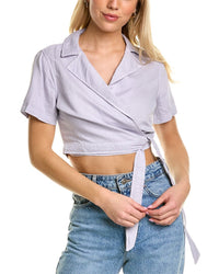 Bella Dahl Wrap Linen-Blend Shirt Purple