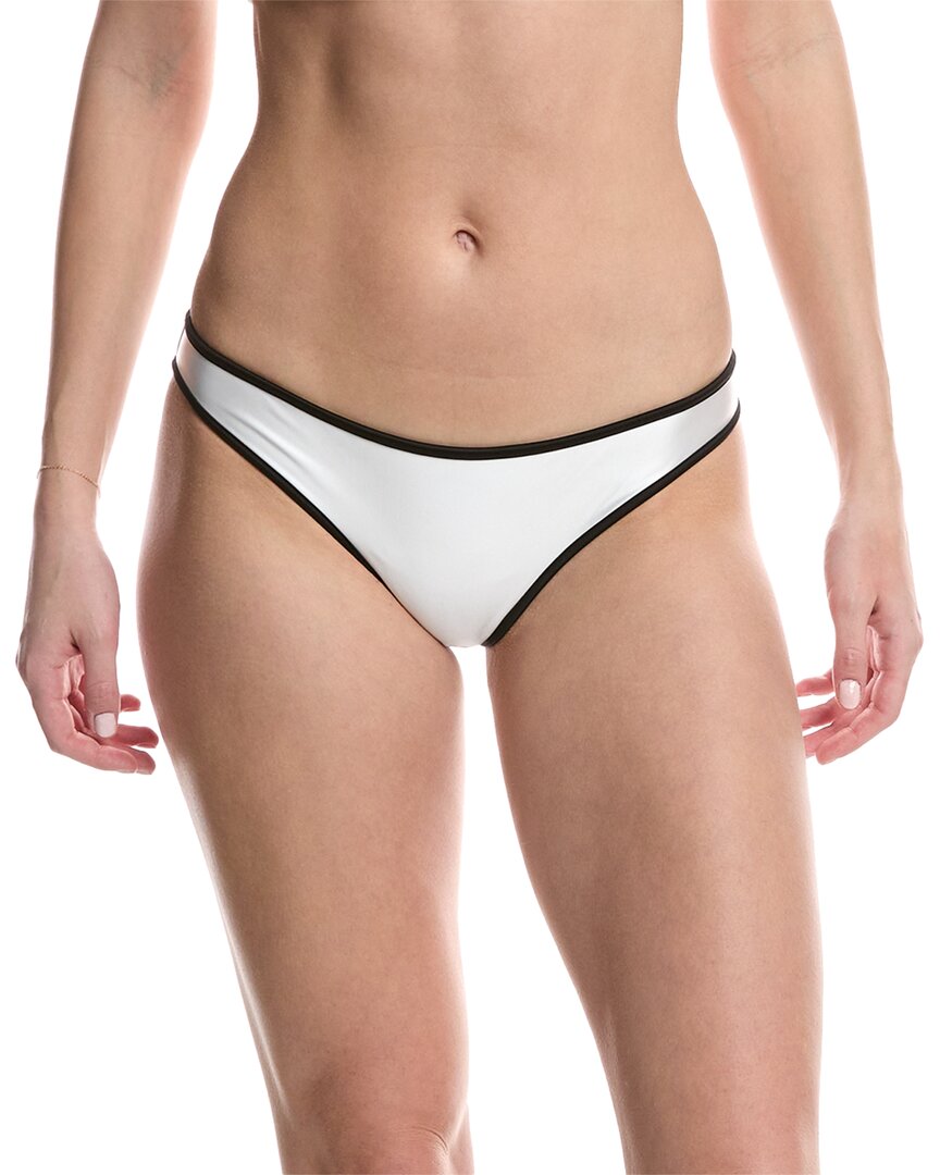 Pq Swim Ruched Piped Full Bottom White