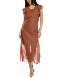 Theory Flutter Midi Dress Brown Multi