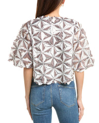 Gracia Sequin Pinwheel Motif Top