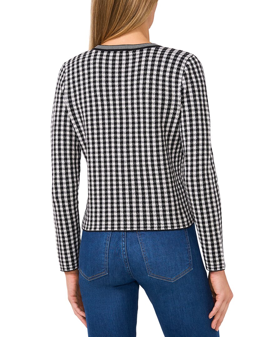 Cece Gingham Print V Neck Cardigan