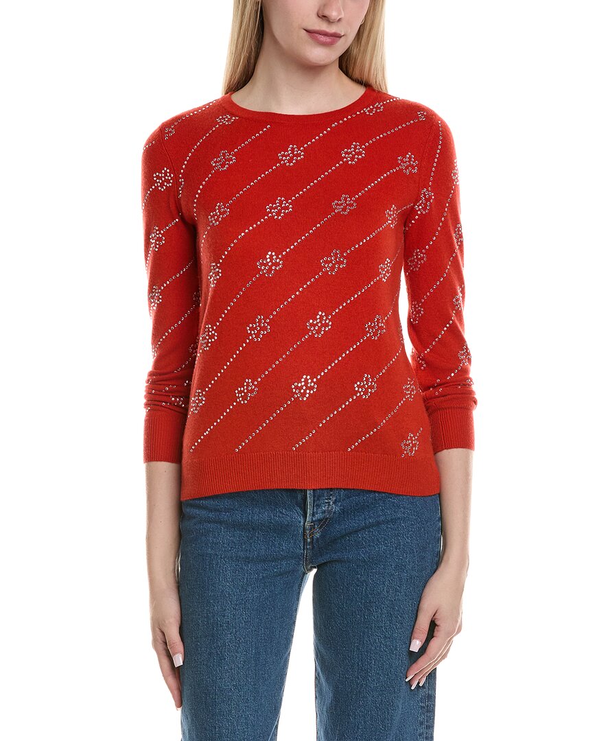Sofiacashmere Heatset Diagonal Floral Wool & Cashmere-Blend Sweater