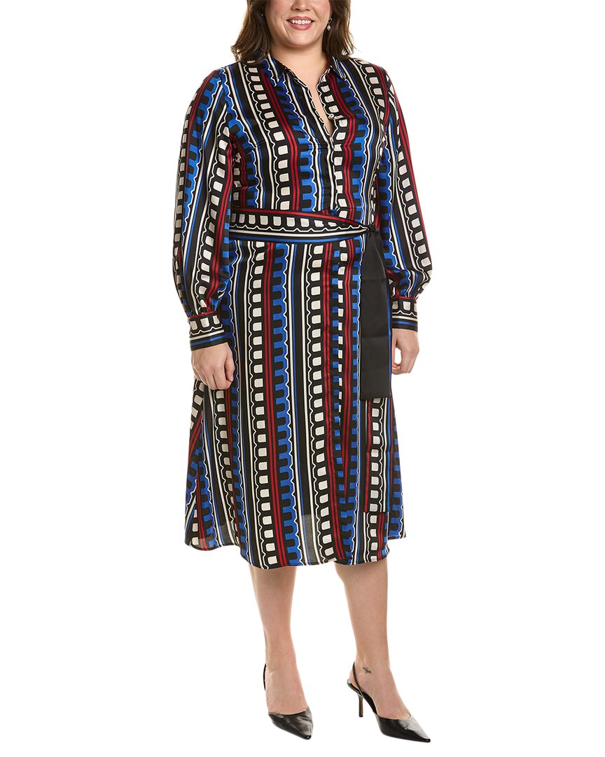 Marella Plus Tie Waist Shirtdress Blue
