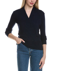 Sofiacashmere Modern Faux Wrap Wool & Cashmere-Blend Sweater