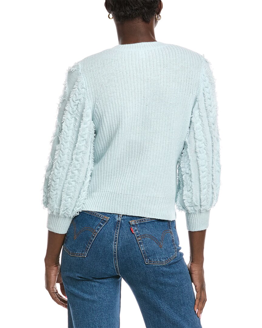 Autumn Cashmere Fringed Cable Puff Sleeve Cashmere Sweater