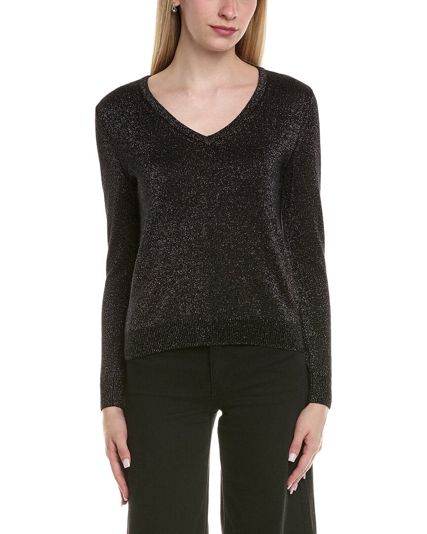 Sofiacashmere Lurex V-Neck Wool & Cashmere-Blend Sweater