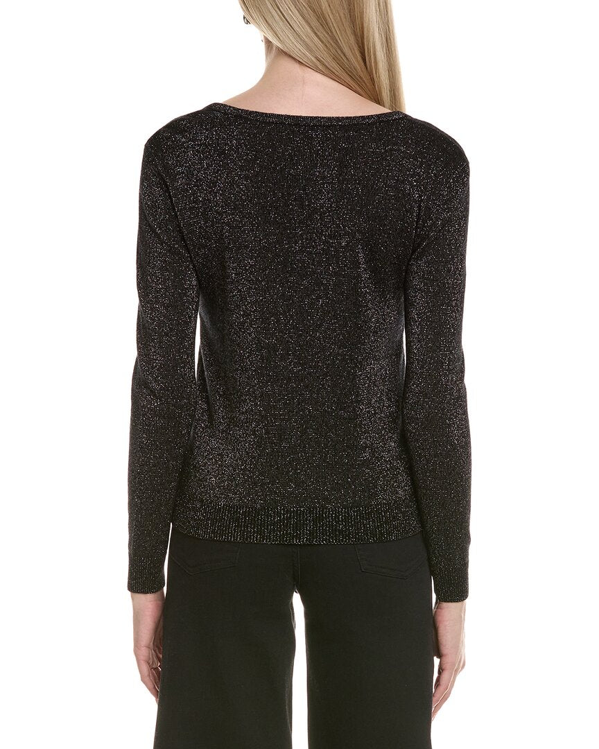 Sofiacashmere Lurex V-Neck Wool & Cashmere-Blend Sweater