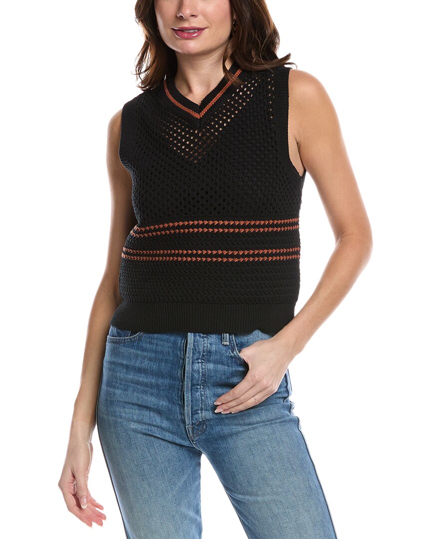 Re/Done Crochet Mesh Vest Black