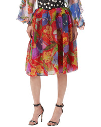 Carolina Herrera Silk Knee-Length Skirt Red