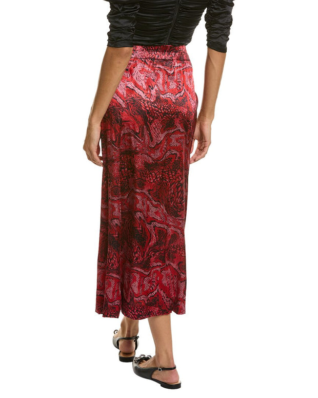 Ganni Satin Silk-Blend Midi Skirt