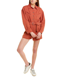 Iro Ambrocio Linen-Blend Playsuit