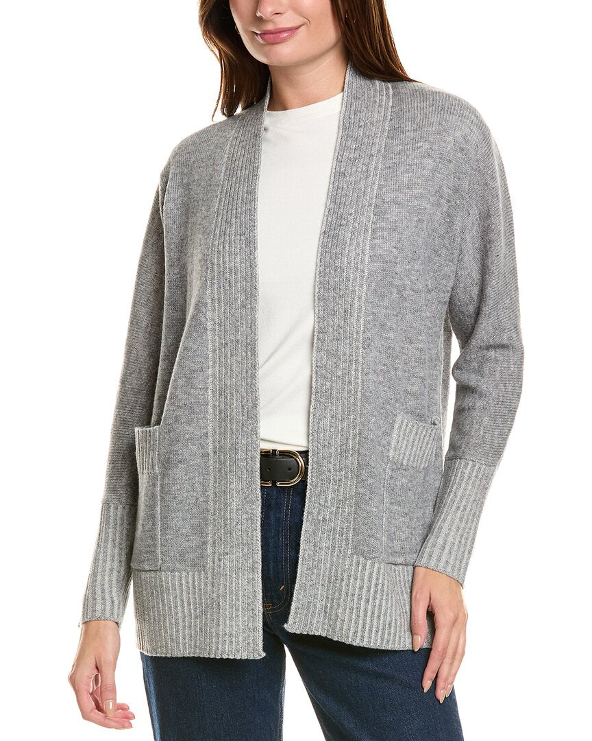Forte Cashmere Plaited Wool & Cashmere-Blend Cardigan Grey Multi Regular 4 (S)