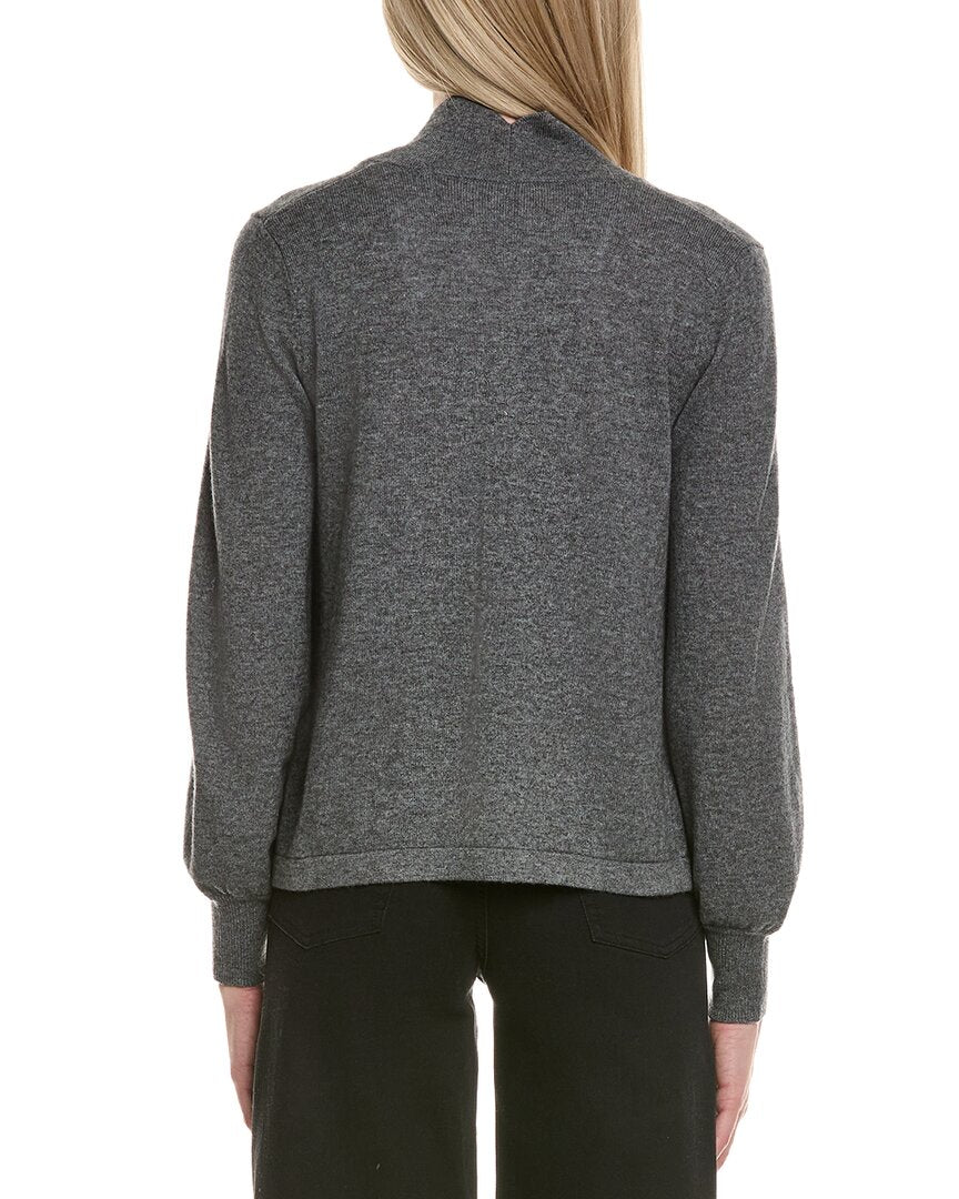 Sofiacashmere Scallop Edge Cropped Wool & Cashmere-Blend Cardigan