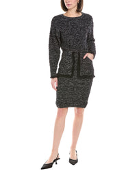 Elisabetta Franchi Boucle Wool-Blend Sweaterdress Black