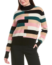 Elie Tahari Balloon Sleeve Mock Neck Cashmere Sweater