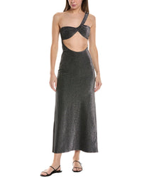 Weworewhat Ruched Asymmetrical Knit Maxi Dress Black