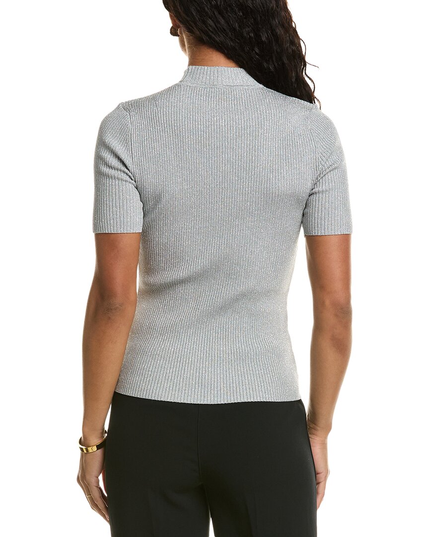 Elie Tahari Metallic Mock Sweater