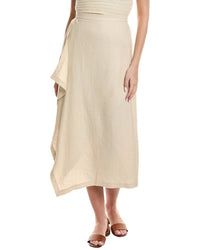 Lafayette 148 New York Drape Front Linen Maxi Skirt Beige