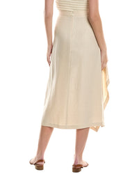 Lafayette 148 New York Drape Front Linen Maxi Skirt
