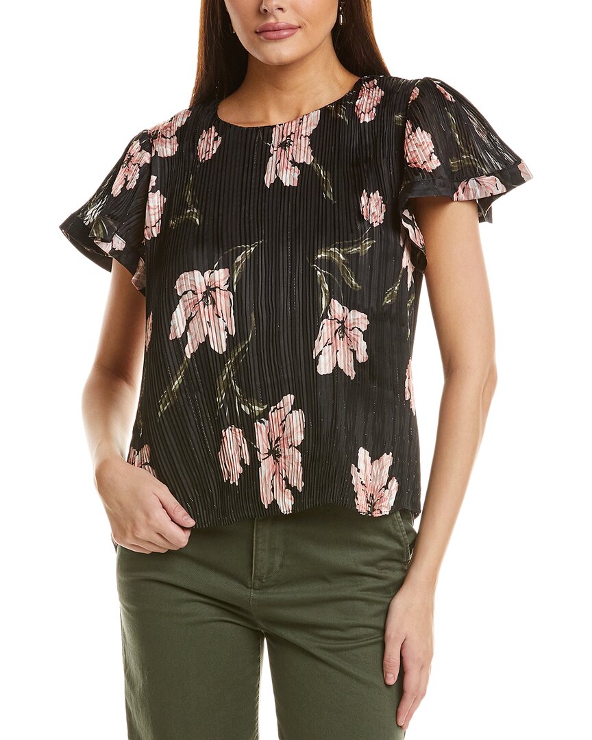 Cece Accordion Pleated Blouse Black