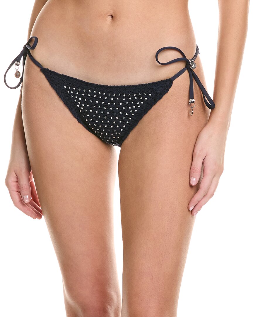 Milly Glimmer String Bikini Bottom Blue Regular 12 (L)