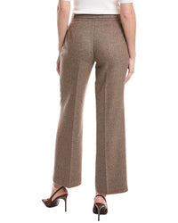 Elie Tahari High-Waisted Straight Leg Belted Wool-Blend Pant