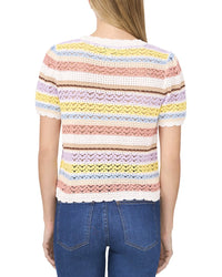 Cece Pointelle Stripe Pullover