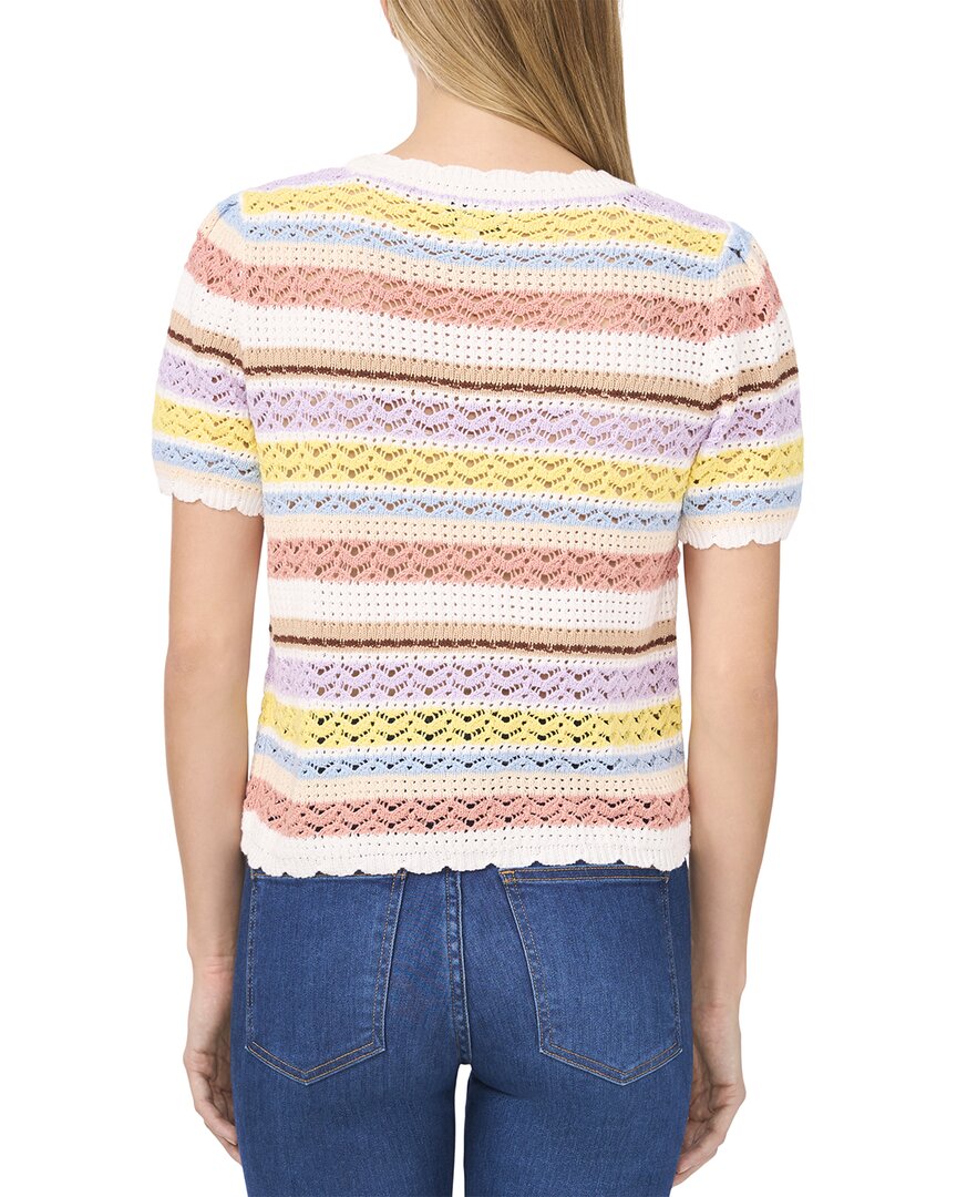 Cece Pointelle Stripe Pullover