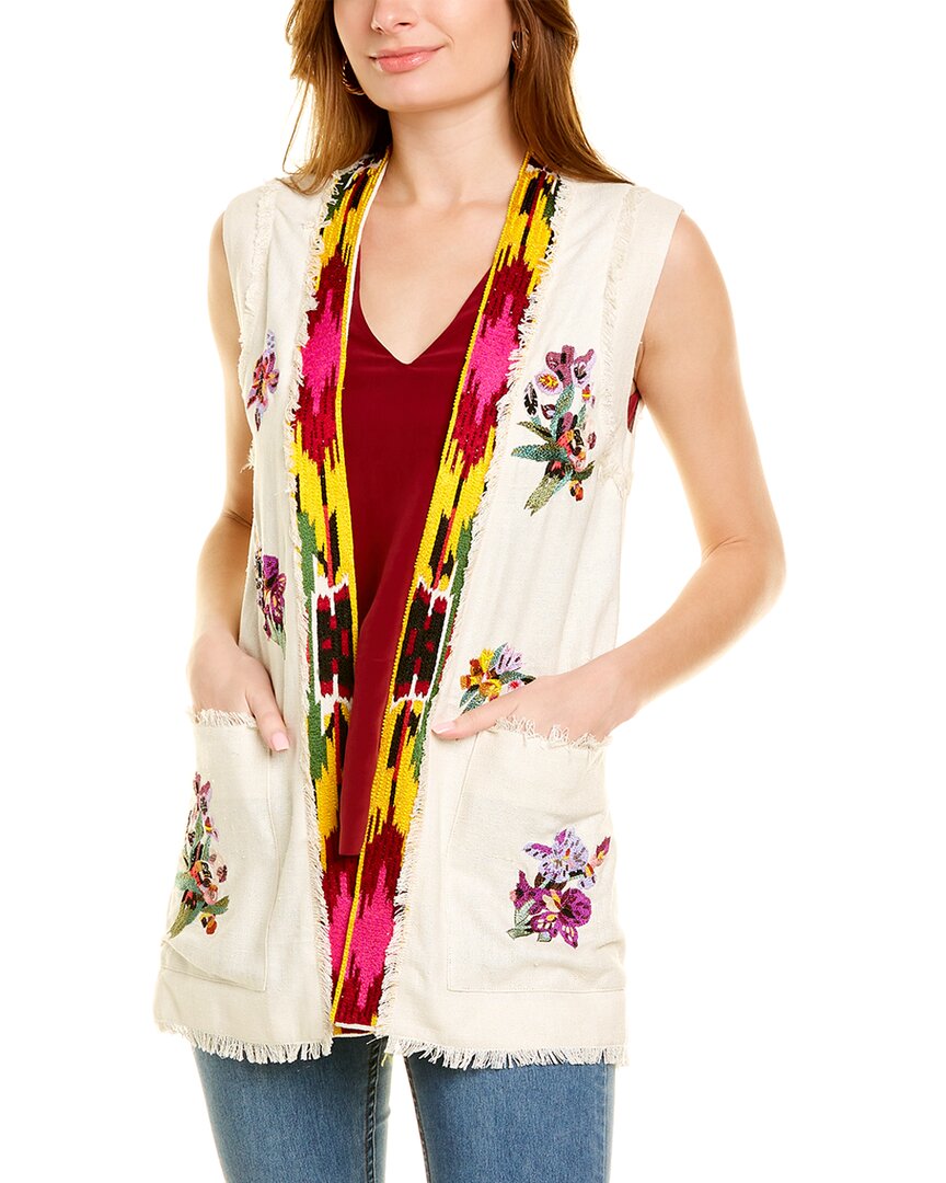 Etro Embroidered Silk Vest Beige 40