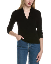 Sofiacashmere Modern Faux Wrap Wool & Cashmere-Blend Sweater