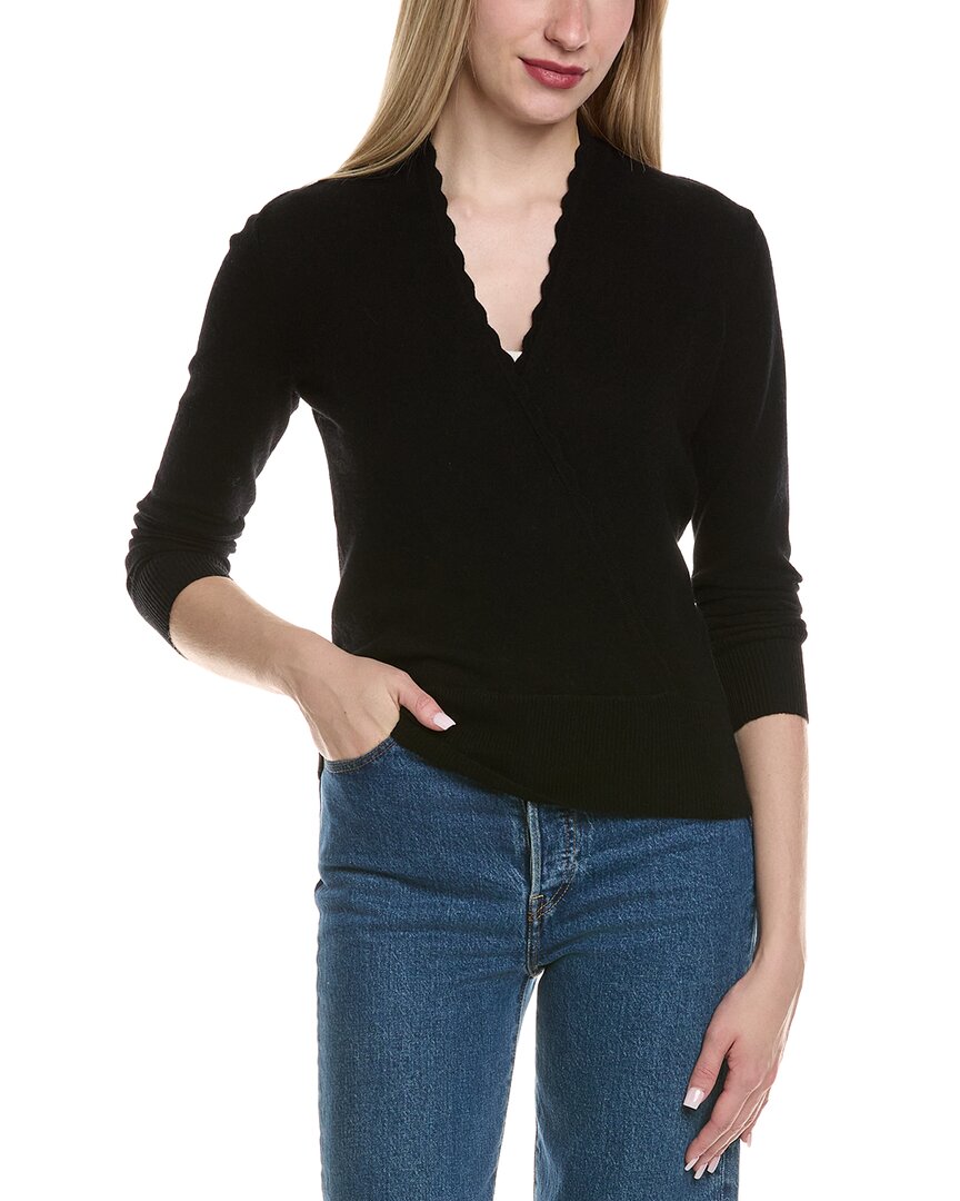 Sofiacashmere Modern Faux Wrap Wool & Cashmere-Blend Sweater