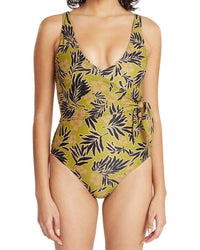 Tanya Taylor Kelly Wrap One-Piece Regular 0 (XS) Green