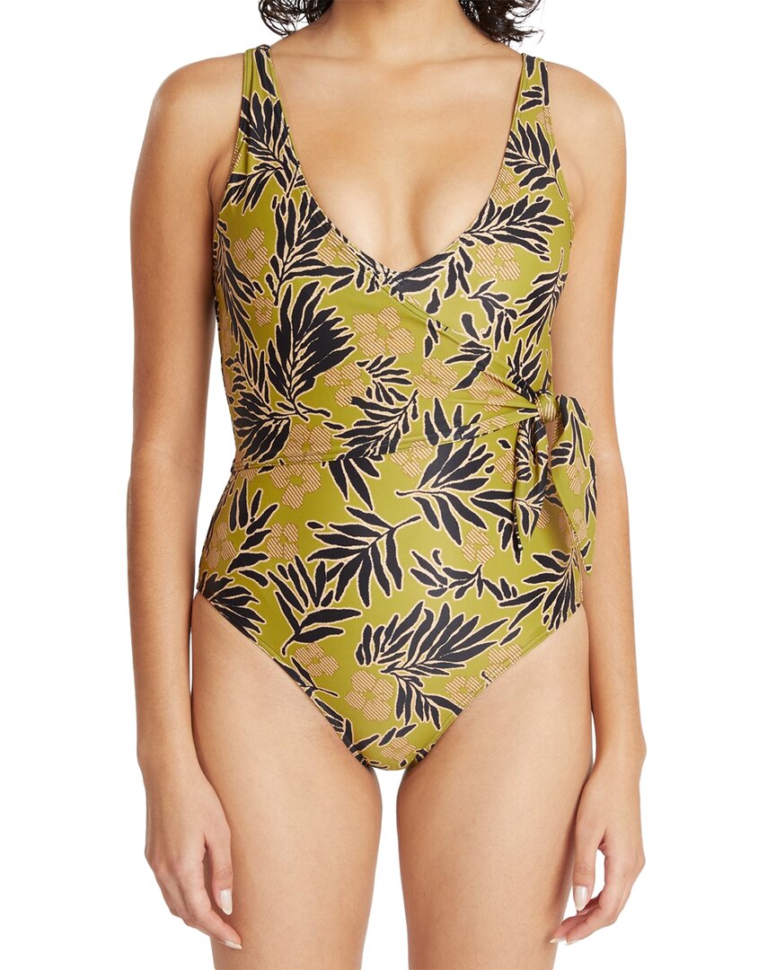 Tanya Taylor Kelly Wrap One-Piece Regular 0 (XS) Green