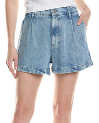7 For All Mankind Pleated Abyss Short Blue