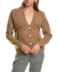 Kier + J Fringe Wool & Cashmere-Blend Sweater Brown Multi