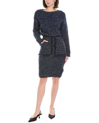 Elisabetta Franchi Boucle Wool-Blend Sweaterdress Blue
