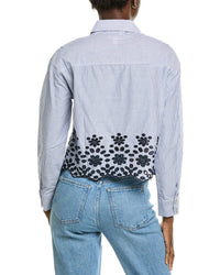 Industry Striped Embroidered Eyelet Shirt
