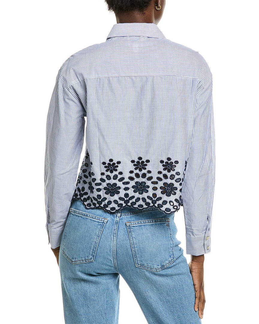 Industry Striped Embroidered Eyelet Shirt