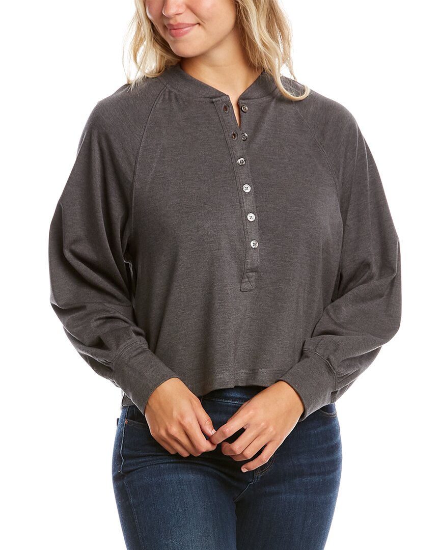 Elie Tahari Scoop Neck Henley Grey Multi