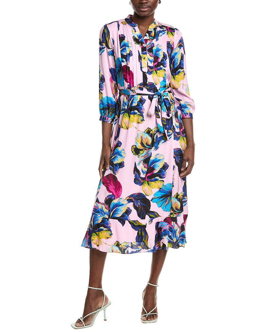 Elie Tahari The Mila Silk-Blend Shirtdress Pink Regular 4 (S)