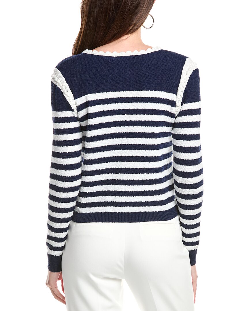 T Tahari Womens Stripe Jacket, S, Blue