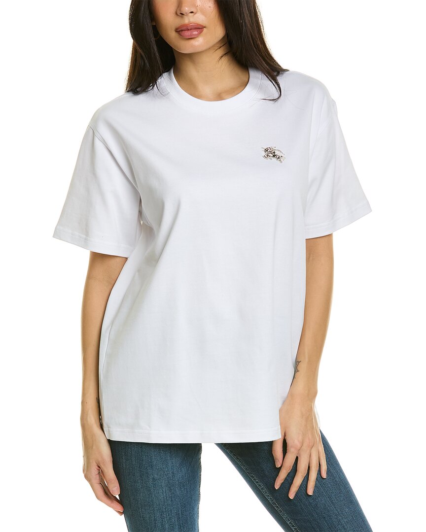 Burberry Crystal Embellished Logo Print T-Shirt White