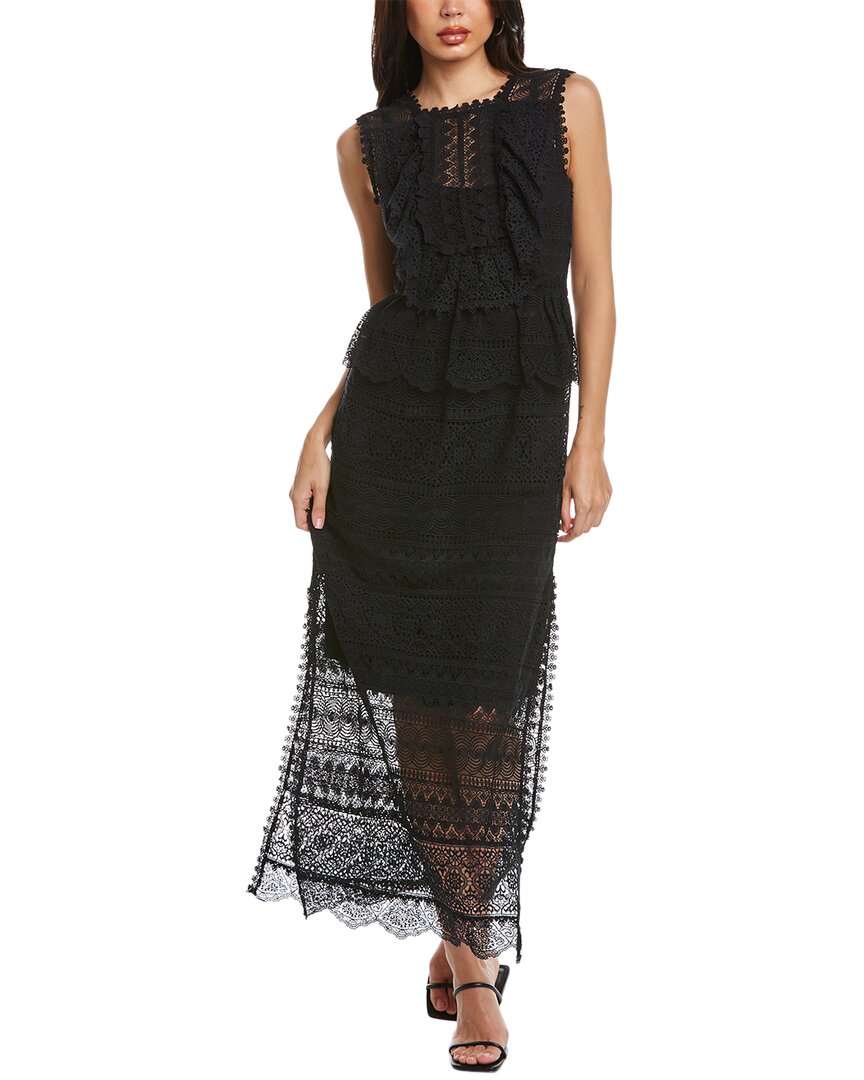Ulla Johnson Lace Silk-Trim Maxi Dress Black 2