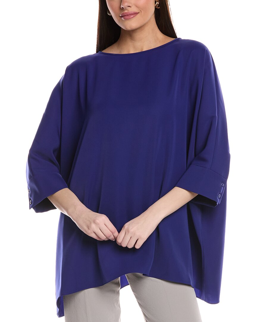 St. John Twill 3/4 Sleeve Draped Blouse