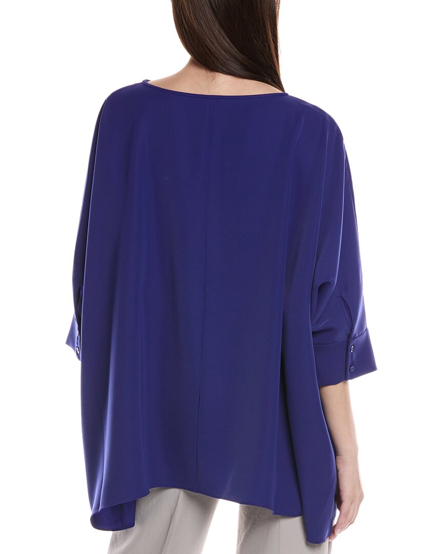 St. John Twill 3/4 Sleeve Draped Blouse