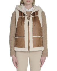 Cole Haan Cole Haan Waxed Suede Shearling Vest