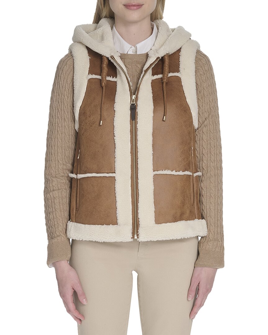 Cole Haan Cole Haan Waxed Suede Shearling Vest